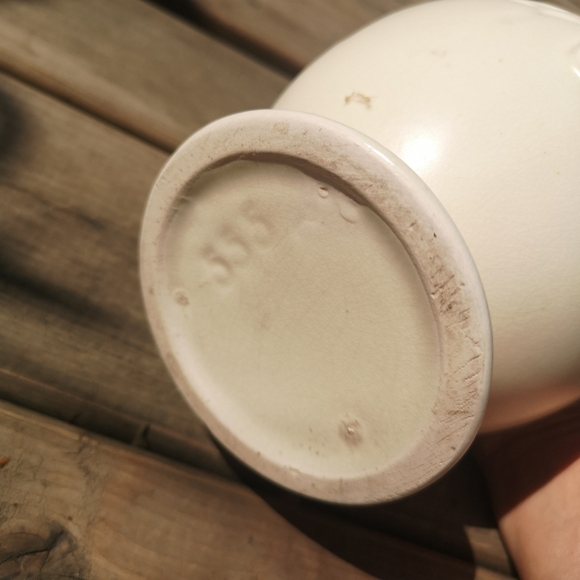 Ivory /Cream Porcelain Embossed 9" Pitcher / Art Pottery Vase With Handle - Picture 7 of 10